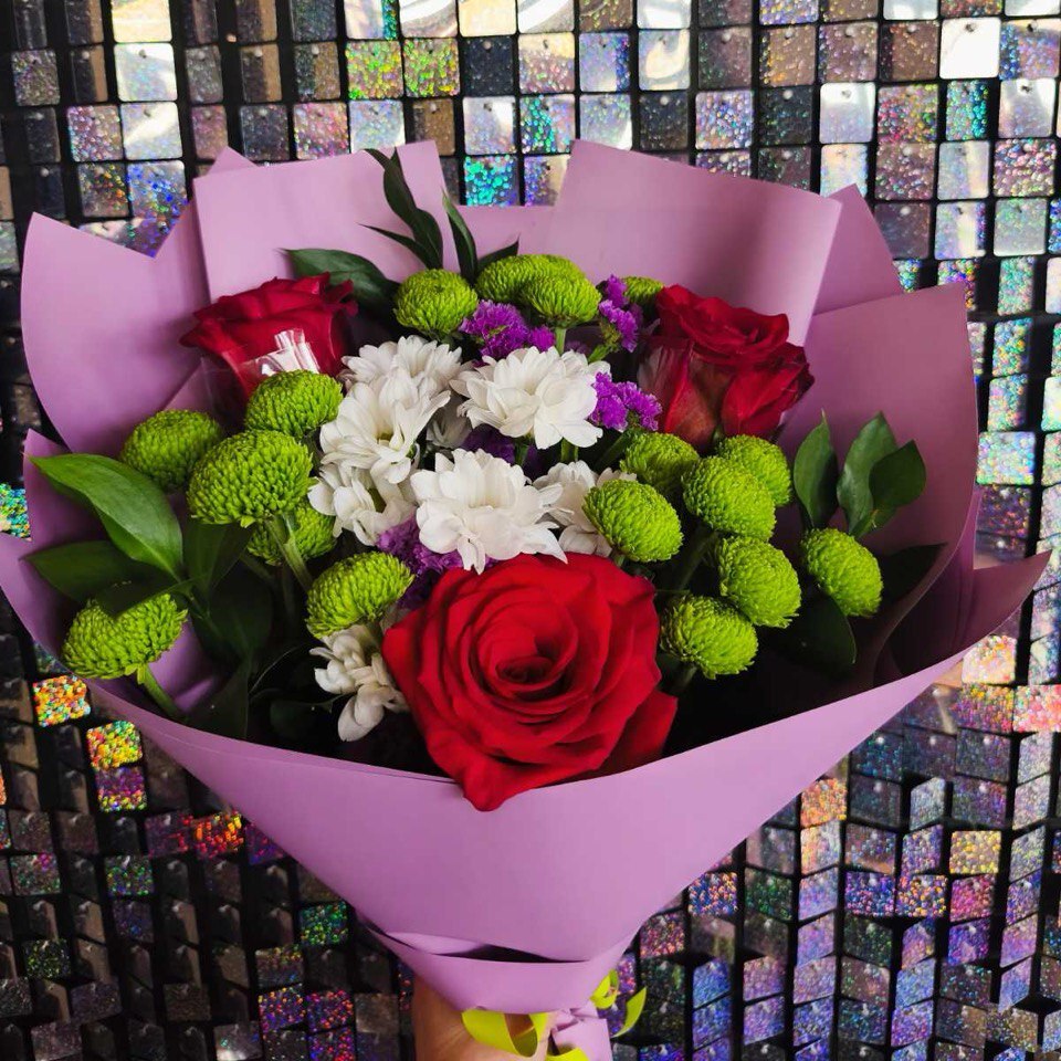 Букет помпонных хризантем